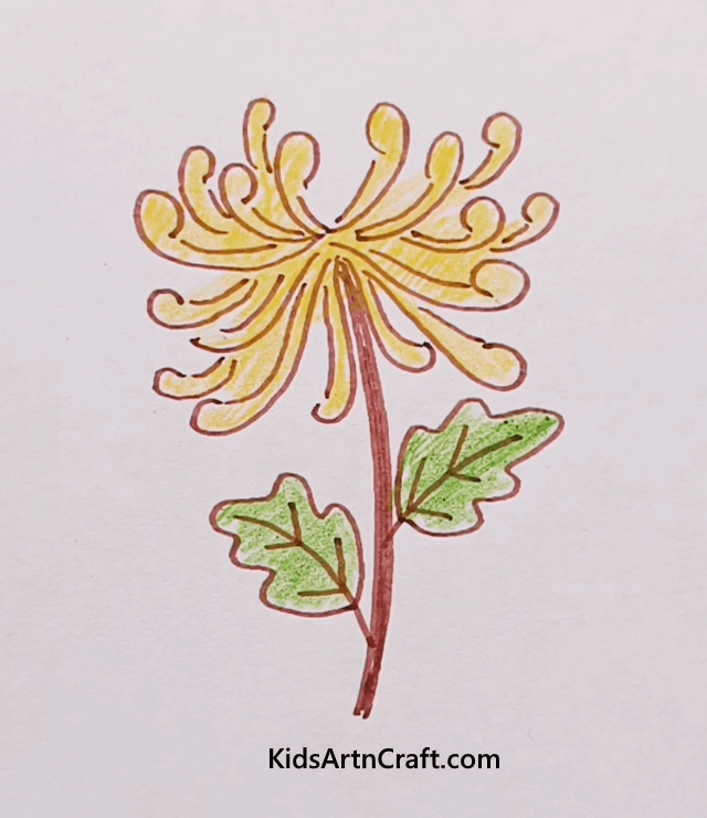 Bright Yellow Flower Using Crayons
