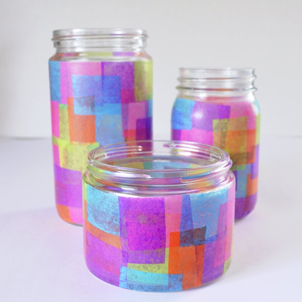 DIY Faux Stained Glass Luminary Jars For Kids