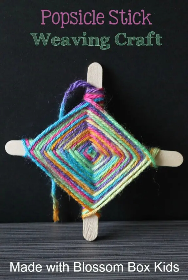 Simple Popsicle Stick Blossom Box Weaving Craft Idea For Kids
