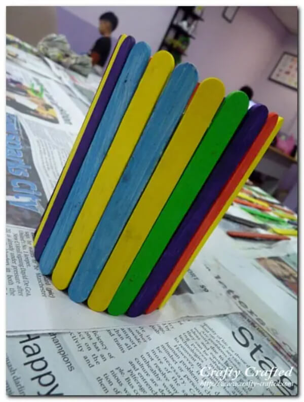 Rainbow Stationery Holder Popsicle Stick Craft Idea Tutorial For Kids