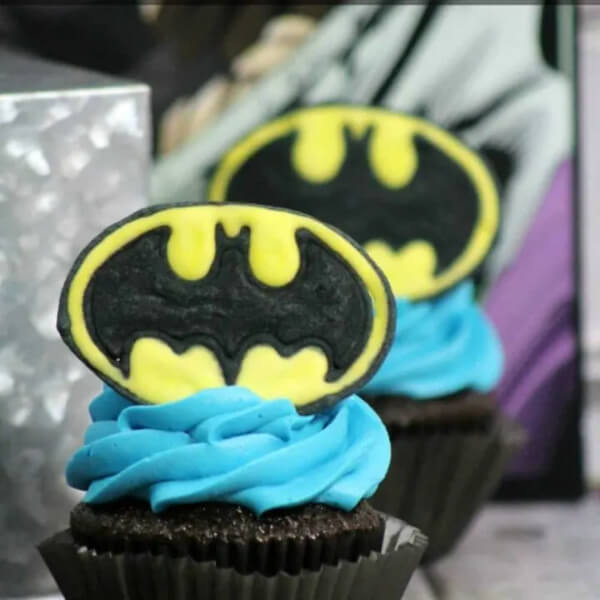 Homemade Batman Chocolate Cupcake For Superhero Party