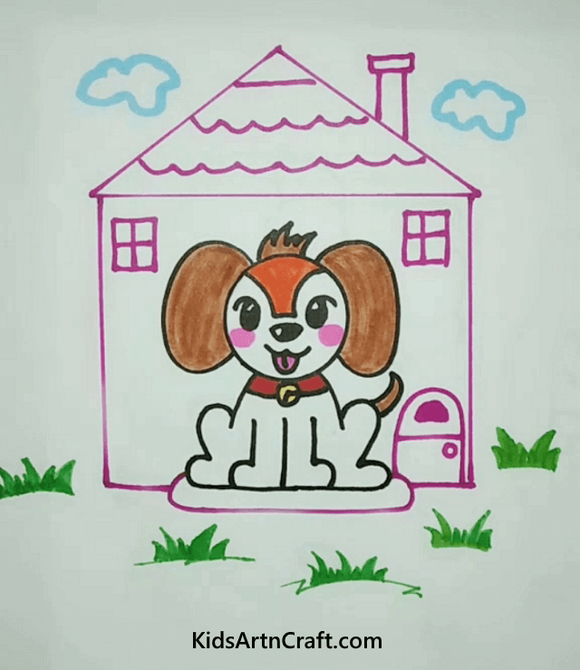 Bungalow & The Dog Colorful Home Drawings for Kids