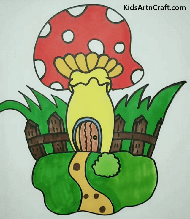 Mushroom House In The Jungle Colorful Home Drawings for Kids