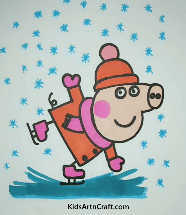 Peppa Pig in Winter Let's Have Some Fun By Drawing Cartoons