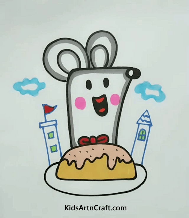 Mouse And Cake Let's Have Some Fun By Drawing Cartoons