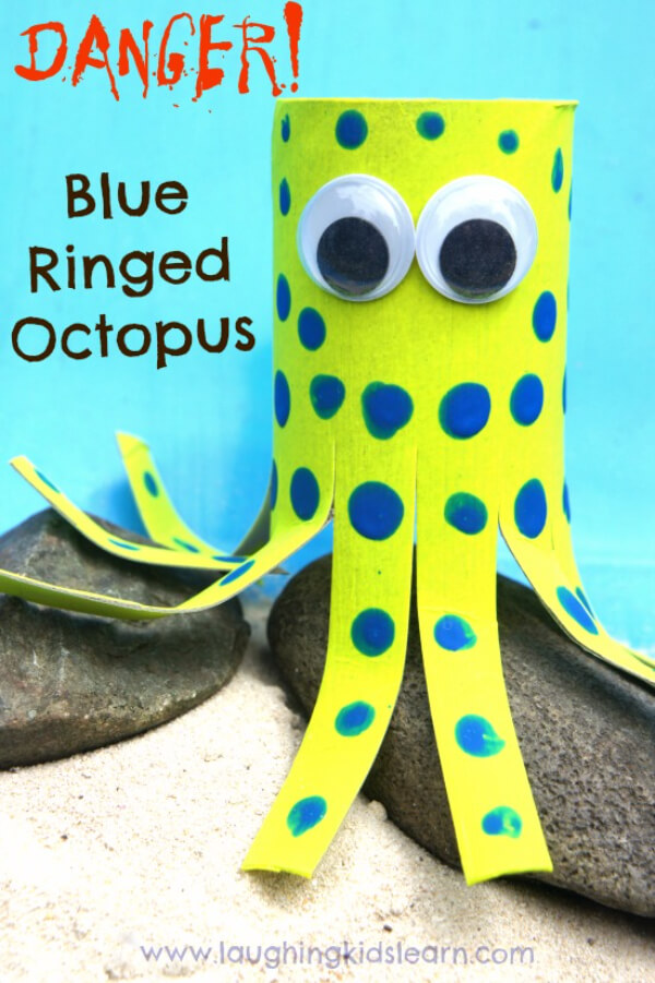Ocean Theme Craft Projects for Kids Cute Paper Blue Ringed Octopus For Kids