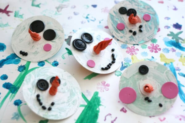 Easy Snowman Craft Ideas for Kids Snowman Ornaments Made From CDs