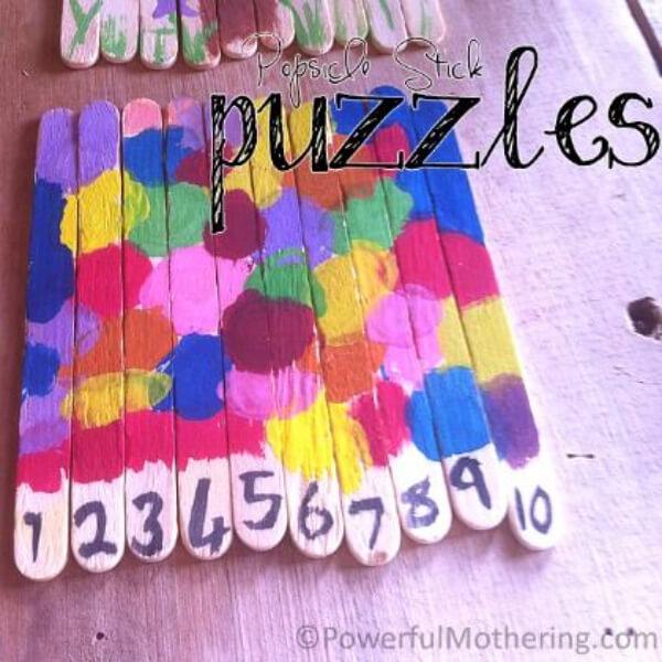 Colorful Puzzle Craft With Popsicle Stick For Preschoolers