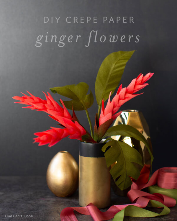 How To Make Ginger Flower With Crepe Paper 