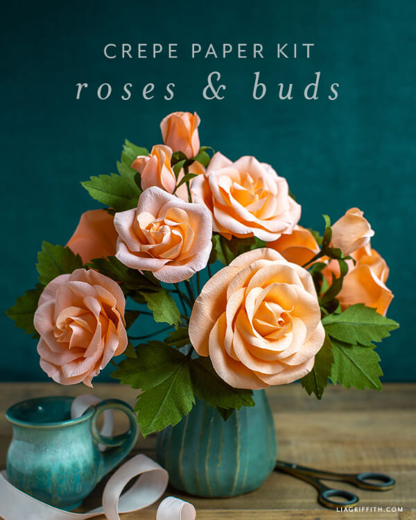 DIY Paper Flowers For Adults to Make With Kids Roses & Buds With Crepe Paper