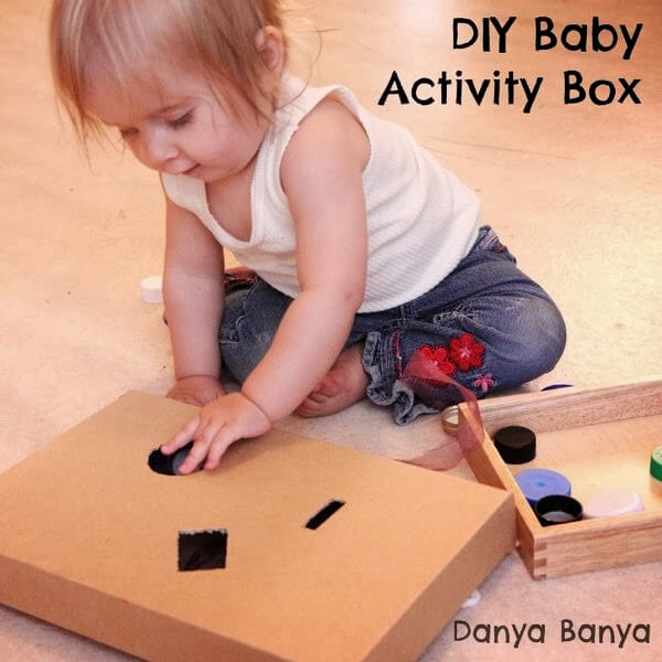Easy Baby Activity Box Making With Cardboard & Ribbon DIY Stacking Toy For Toddlers
