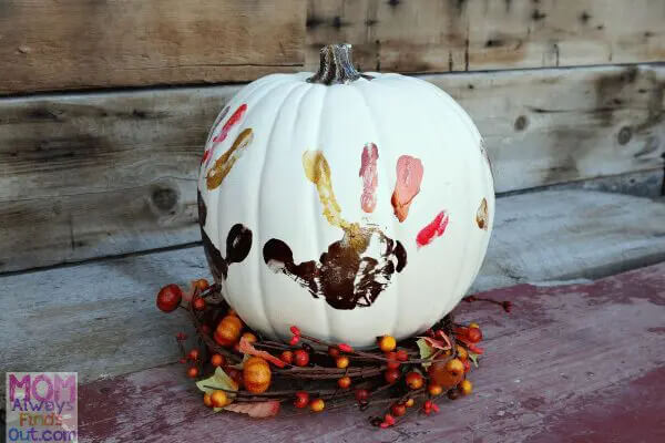 Handprint Pumpkin Thankgiving Craft