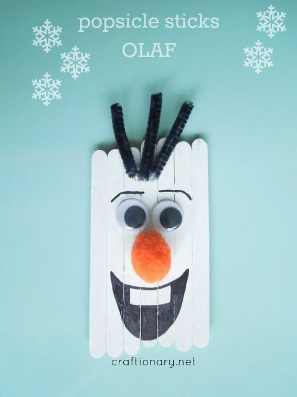 Popsicle Sticks Olaf Craft Idea For 4 Years Old