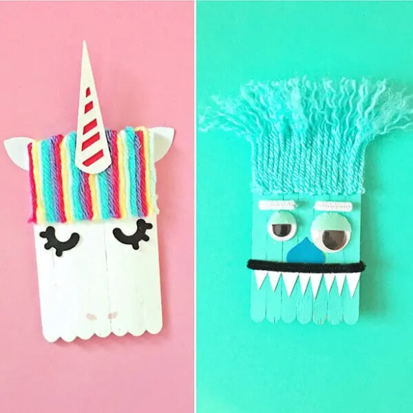 Unicorn & Monster Popsicle Stick Craft Idea For KIds