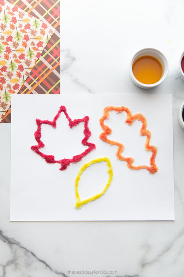 Leaf Salt Painting Fall Crafts To Make With Kids