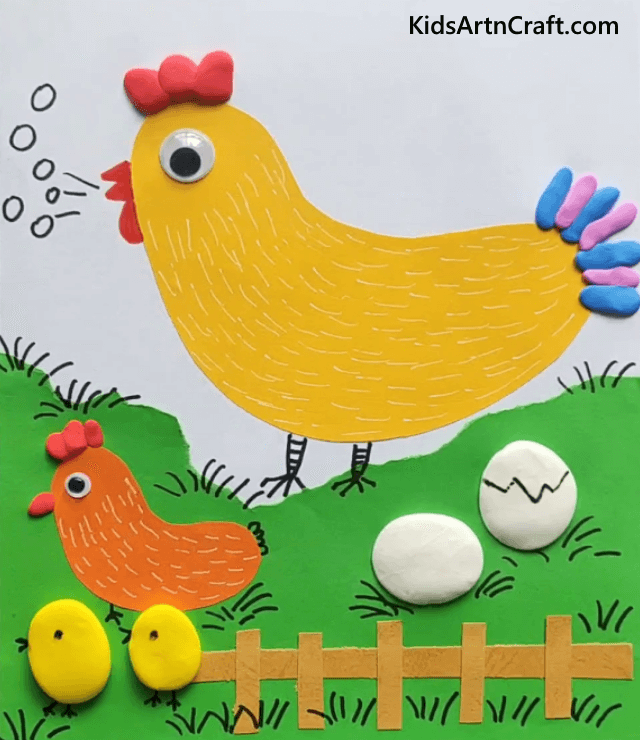 Beautiful Chicken Family Art For Kids Easy Finger and Clay Art For Kids