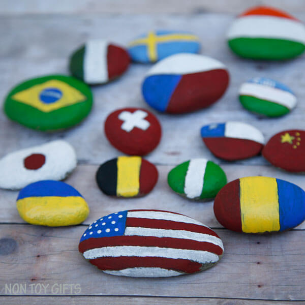 Olympics Painted Flag Rocks Crafts For Kids