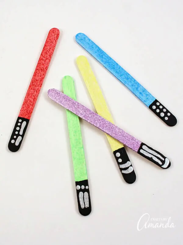Easy Lightsaber Bookmarks Popsicle Stick Craft Idea For Kids