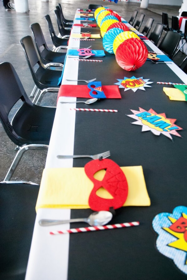 Superhero Themed Party Decoration Idea For Dining Table Super Hero Party Ideas for kids