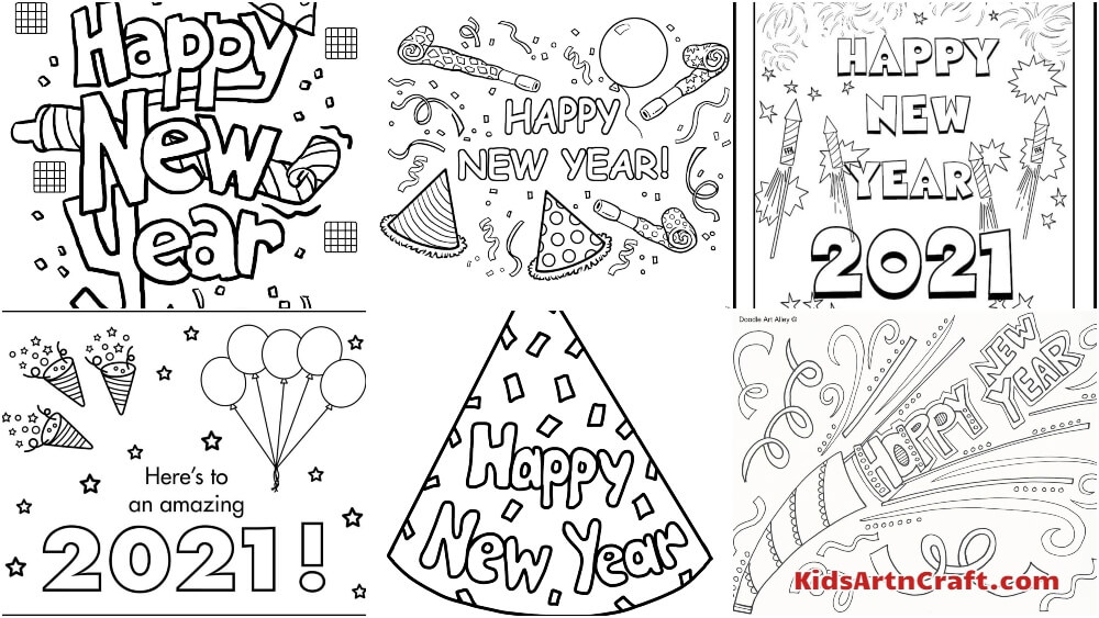New Year’s Coloring Pages for Kids