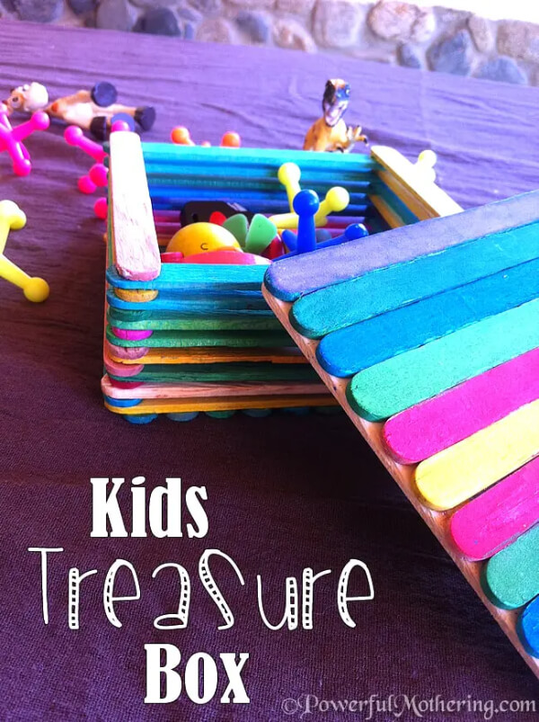 Popsicle Stick Treasure Box With A Dash Of Colours