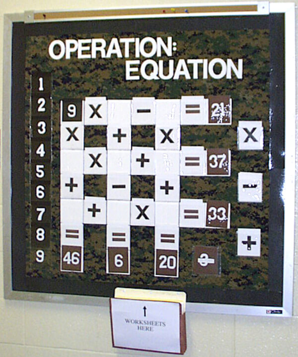 The Operation Equation Math Board Math Bulletin Boards
