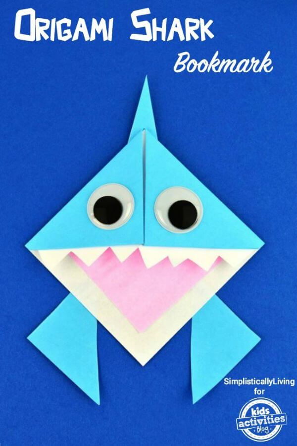 Easy & Simple Origami Shark Bookmark Craft For Kids