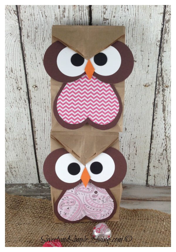 Beautiful Owl Paper Treat Bag Craft - Projects for Children Utilizing Owls 