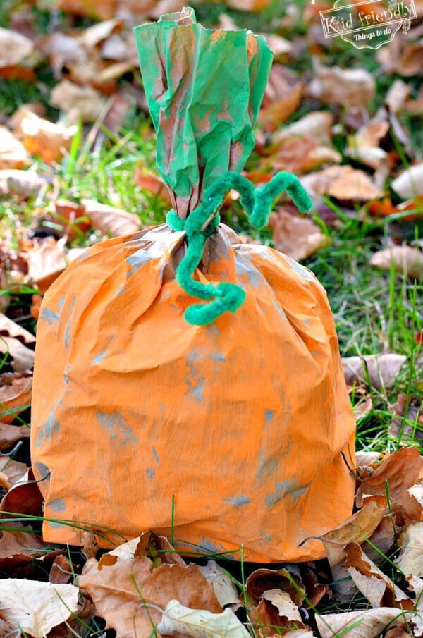 Easy Paperbag Pumpkin Craft For Kids