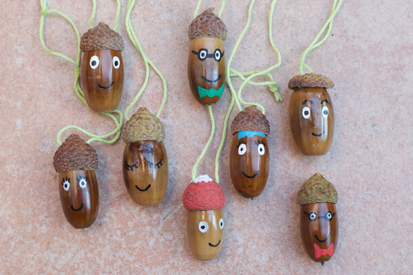 Painted Acorn People Decorations Fall Crafts To Make With Kids