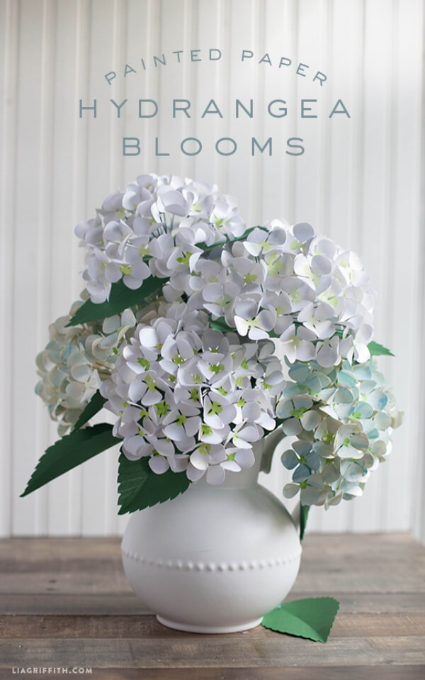 Hydrangea Blooms Craft With painted Paper