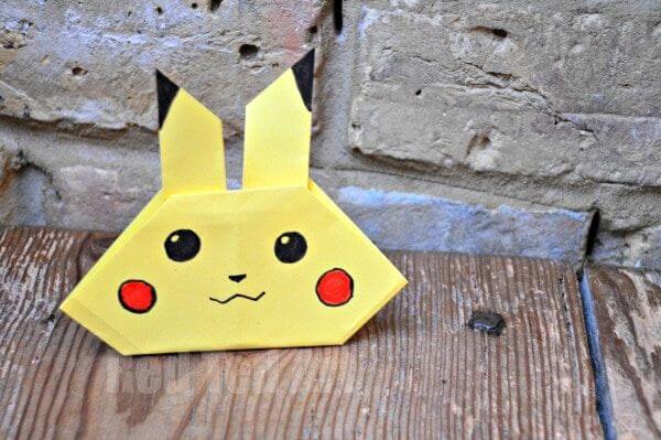 Pokémon Craft Ideas for kids Origami Pikachu
