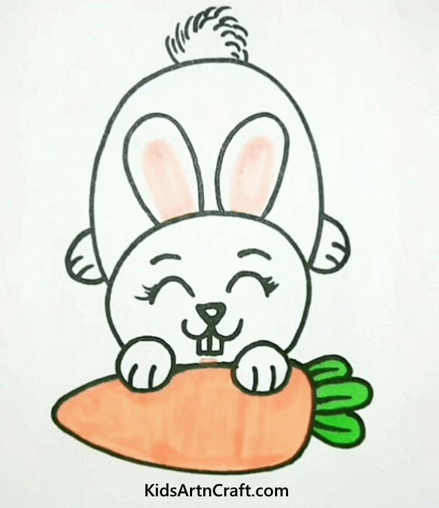 Easy Draw A Rabbit Eating Carrot for Kids