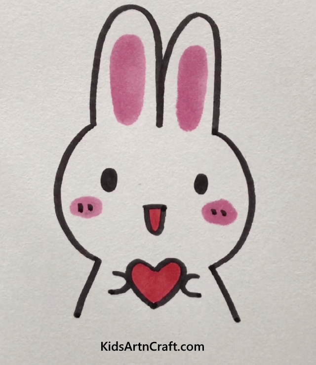 Easy Draw A Rabbit with A Heart for Kids