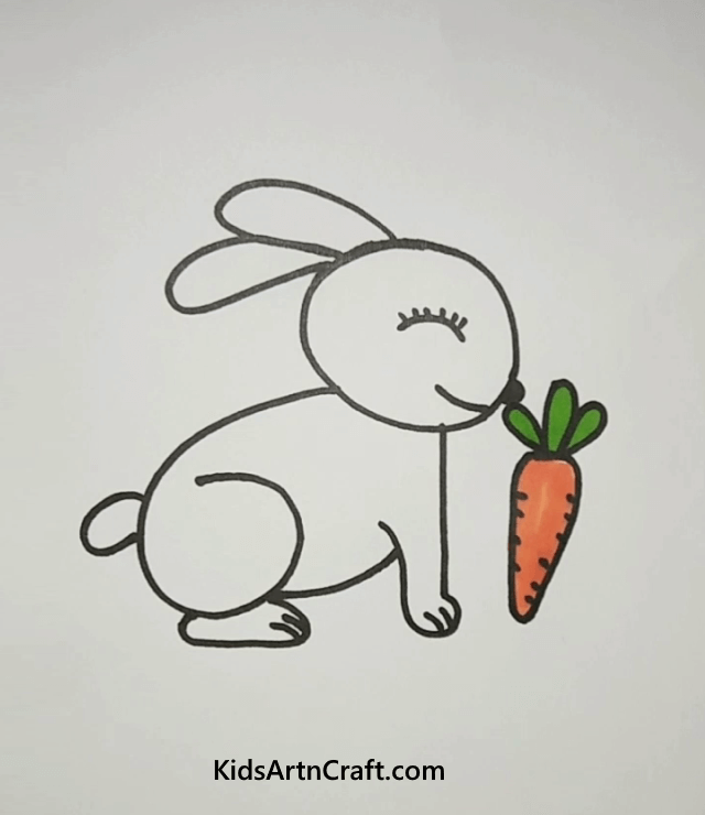 Super Easy "Happy Bunny" Drawing Activity With Carrot For Kindergartner