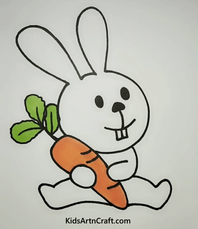 Easy Draw A Rabbit in Love With Carrots For Kids