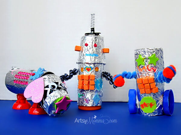 preschool-robot-crafts-and-activities Recycled Robots