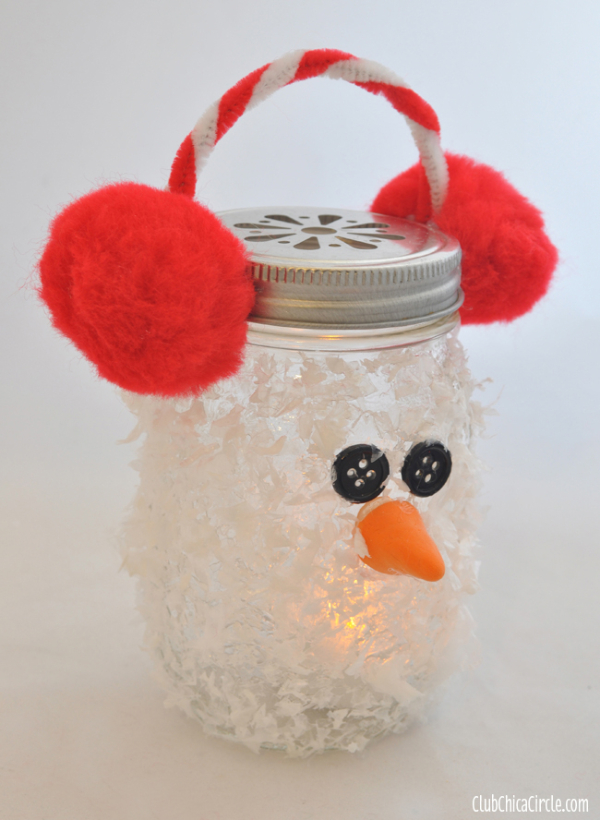 Snowman Mason Jar Luminary Ornament For Kids