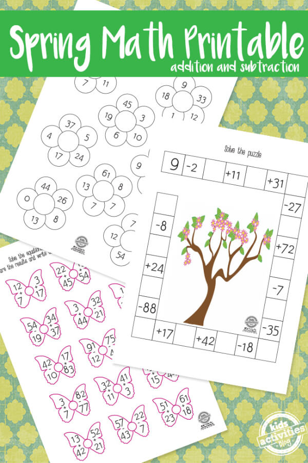 Printable Spring Math Pack To Enhance Kid's Skills
