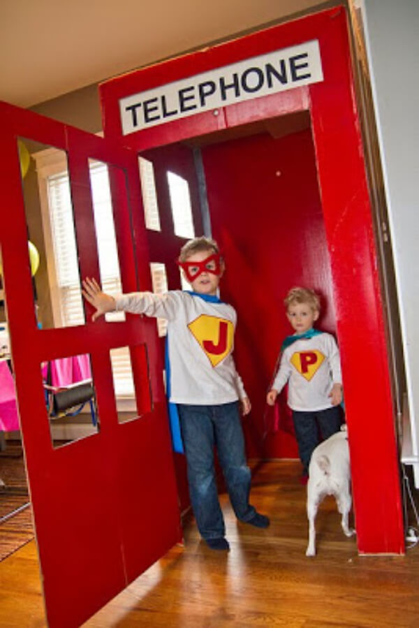 Fun Party Game Idea Using Telephone Booth Super Hero Party Ideas for kids