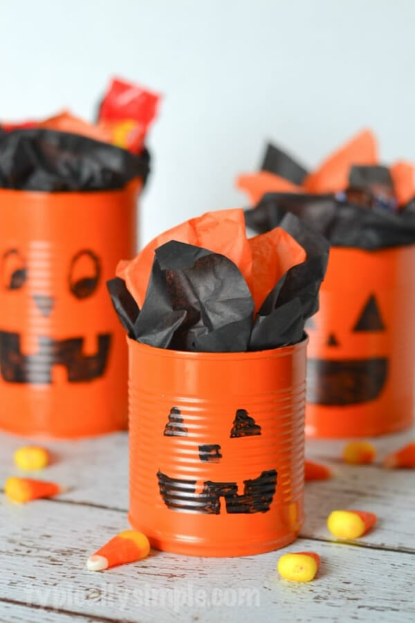 Recycled Tin Can Pumpkin Haloween Craft For Preschoolers Pumpkin Crafts & Activities for Kids 
