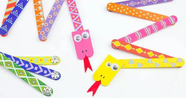 How To Make Mix ‘N’ Match Articulated Snake Popsicle Stick Craft Idea For Kids