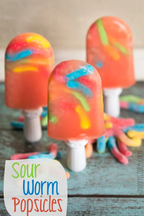 Sour Worm Popsicles - Frosty snacks for kids.