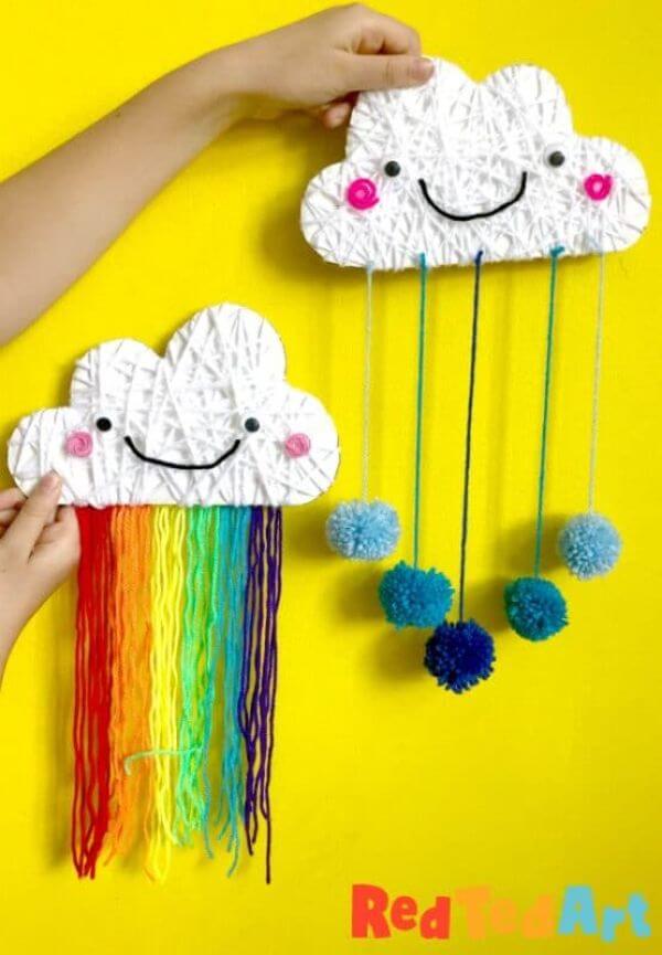 Yarn Cloudy Eye Catching Rainbow Crafts For Kids