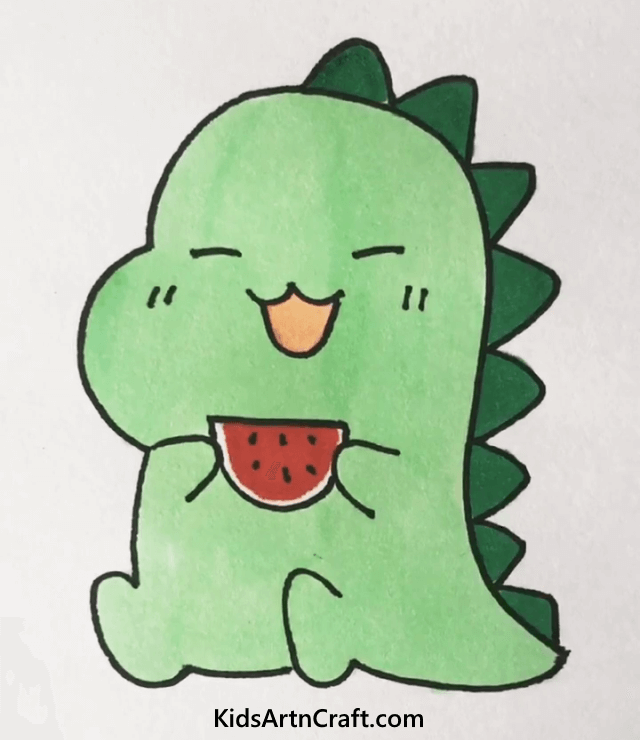 Cute Easy Drawings For kids Happy Dinosaur Drawing For Kids