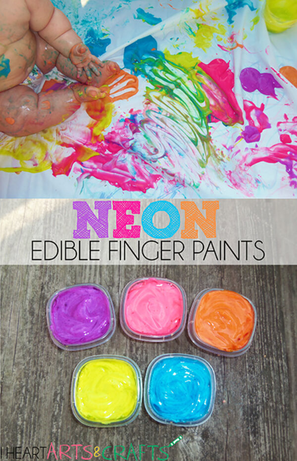 Edible Neon Finger Paint Activity For Babies & Toddlers
