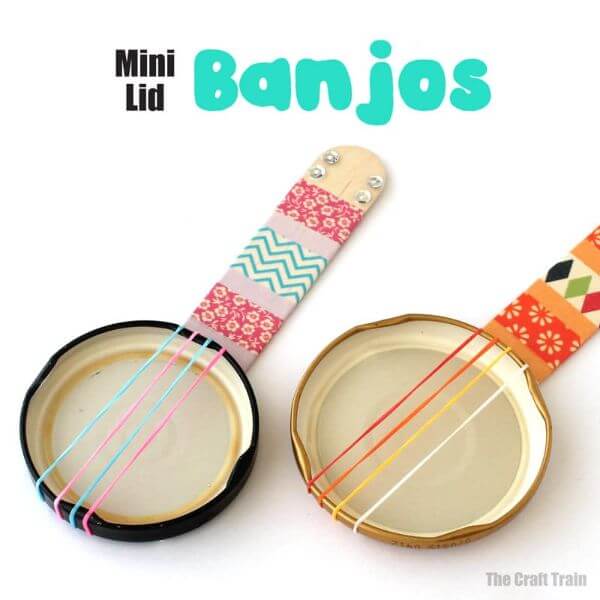 DIY Musical Instruments for Kids Mini Lid Banjos