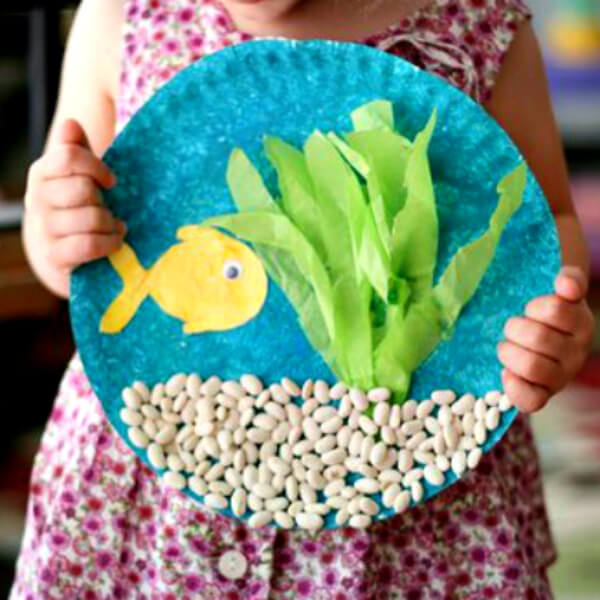 Fish Tank Made With Beans & Paper Plate