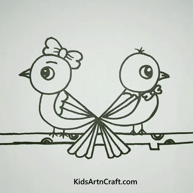 Learn to Make Easy Bird Drawings in Simple Steps An Adorable couple of birds