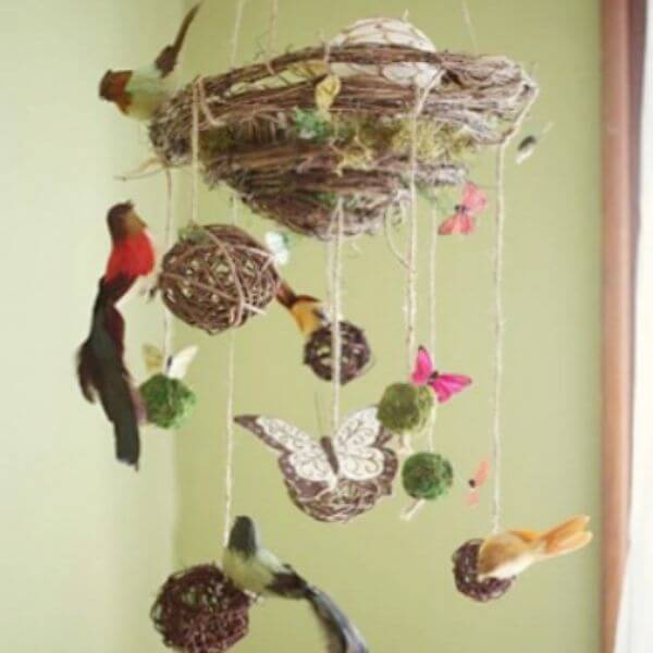 Homemade Nest Baby Mobile Craft Ideas 